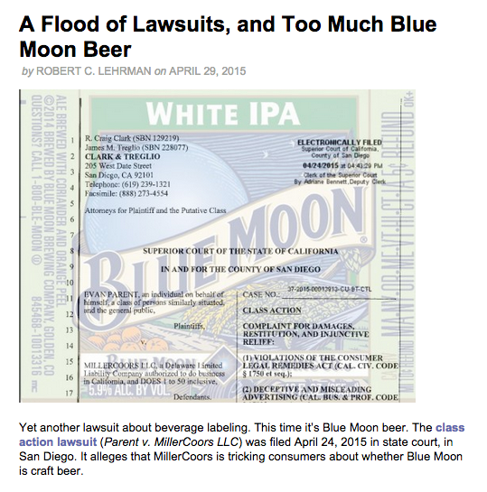 A Flood of Lawsuits and Too Much Blue Moon Beer
